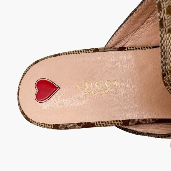 Gucci Beige GG Jumbo Princetown Mules Size 41 US 11 Women Horsebit Canvas Flats - Picture 12 of 13